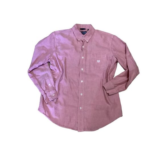 Men’s Pink Chambray Shirt By Chaps L - Picture 1 of 8
